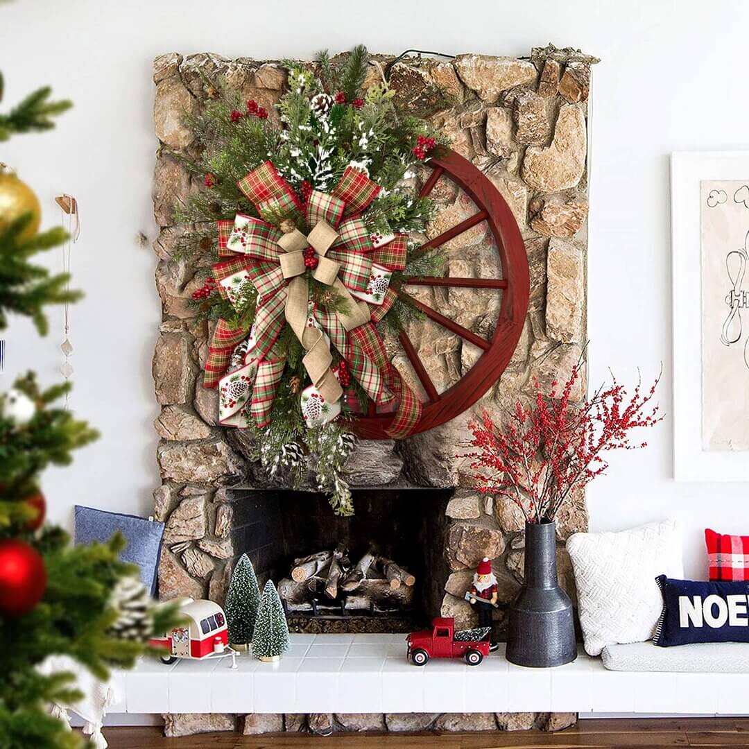 Farmhouse Wagon Wheel Wreath