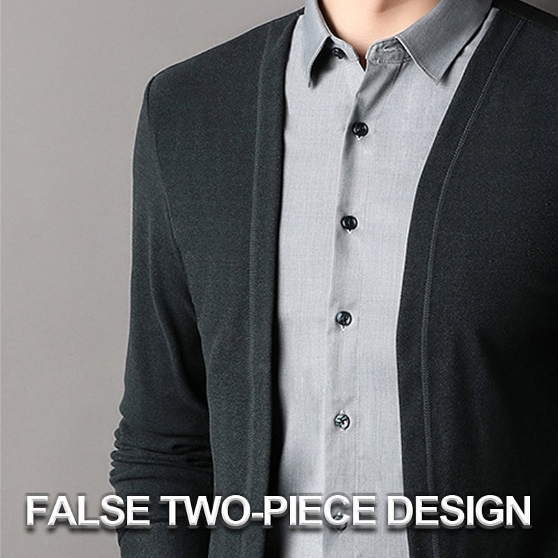 Men's Fake Two Piece Shirt Collar Knitted Cardigan (Buy 2 Free Shipping)