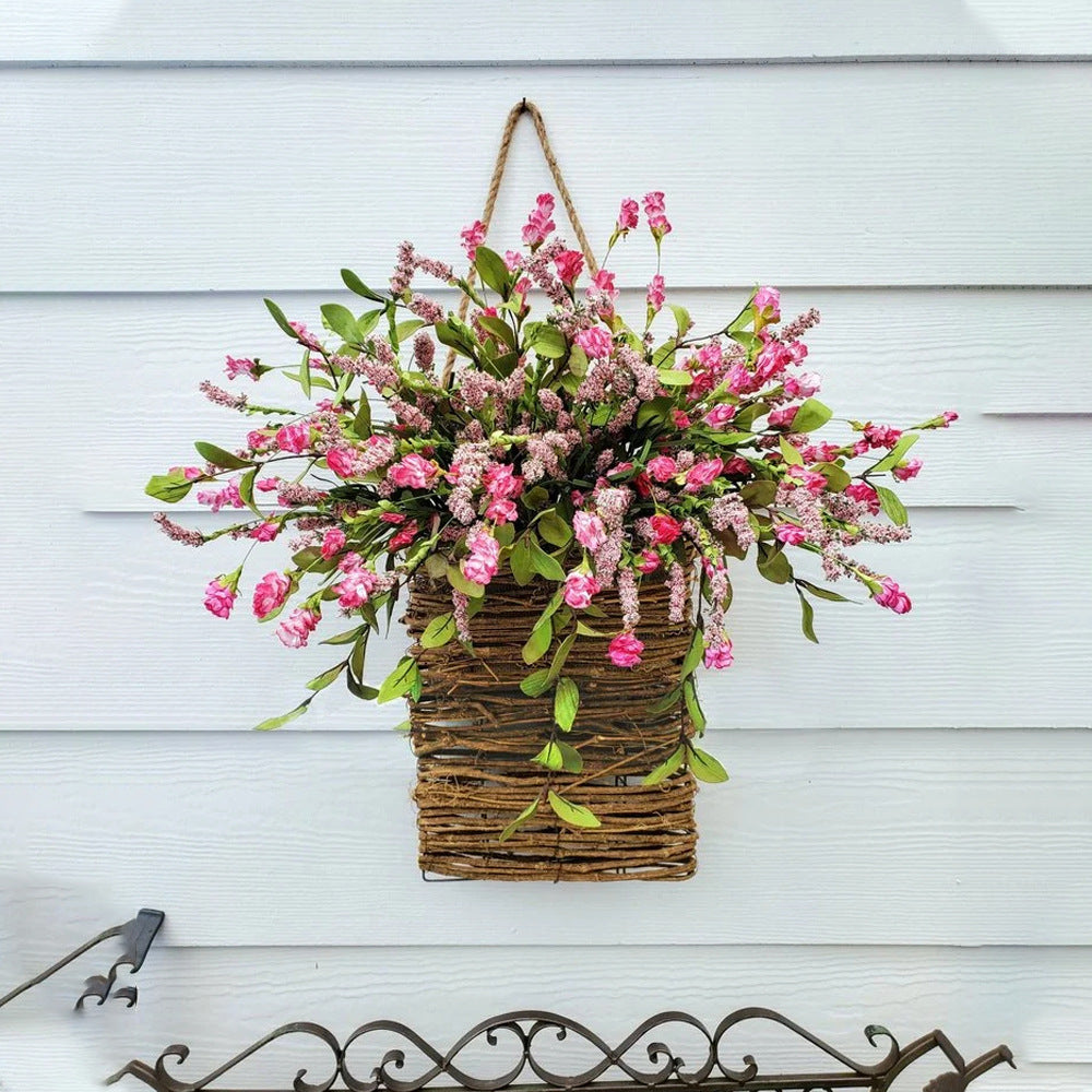 💐Cream Hydrangea Door Hanger Basket Wreath