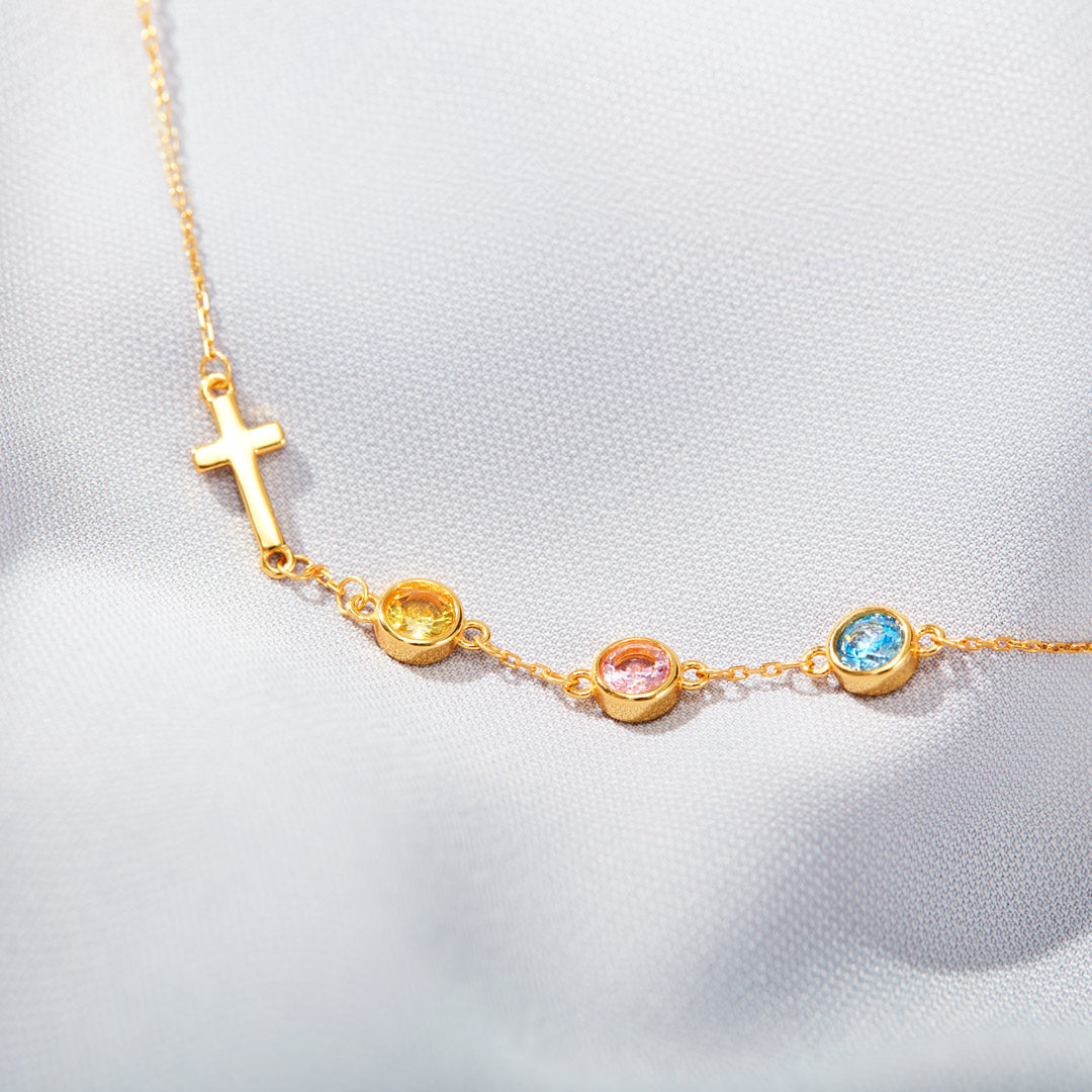 1-6 Birthstones Cross Necklace