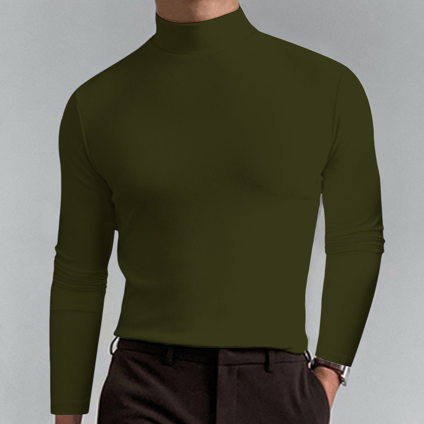 Mens High Neck Slim Fit Long Sleeve T-shirt--Buy 2 Free Shipping