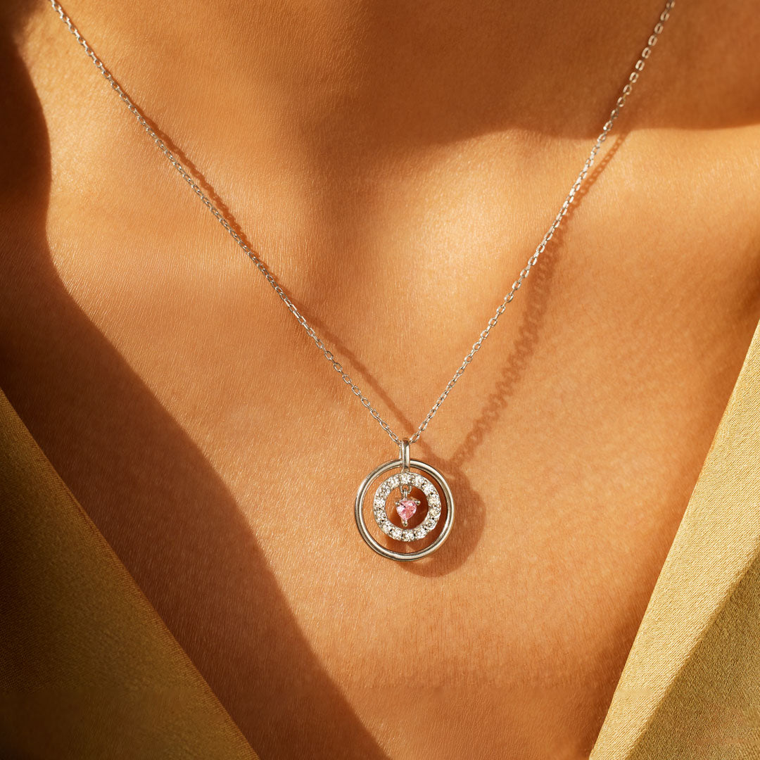 Mother Daughter Encircled Heart Necklace