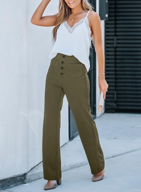 Women's Casual Straight Leg Pants High Waisted Stretchy Trousers——(Buy 2 free shipping)