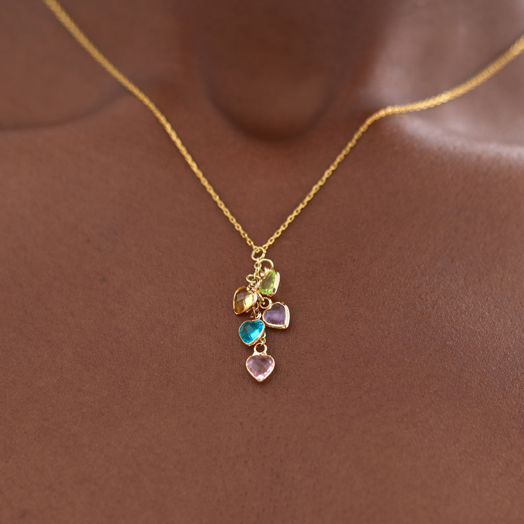 1-13 Heart Birthstones Cascading Necklace