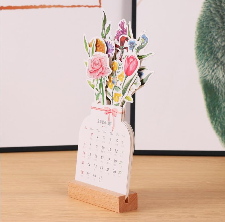 🔥Hot Sale - 2024 Bloomy Flowers Desk Calendar