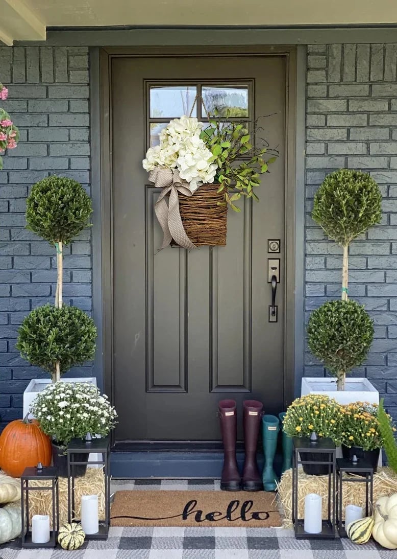 💐Cream Hydrangea Door Hanger Basket Wreath