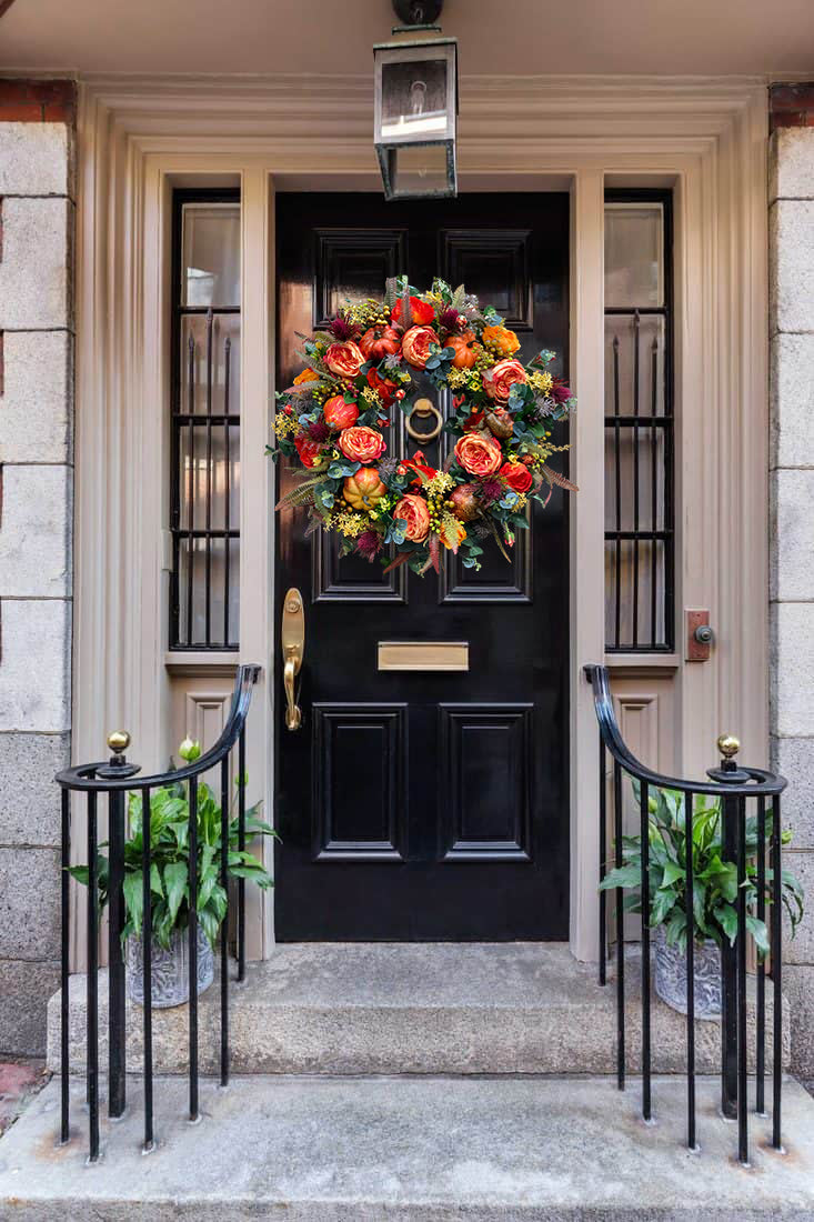 🔥Fall Peony and Pumpkin Wreath - Year Round Wreath