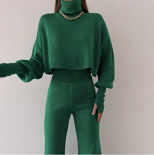 TURTLENECK GLOVE KNIT SUIT