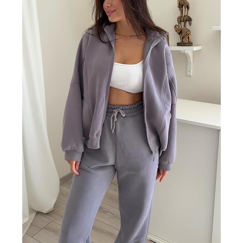 Triple Threaded High-Neck Casual Sportswear 2-piece set