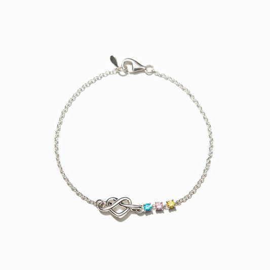 Personalized 1-8 Birthstones Heart Knot Bracelet