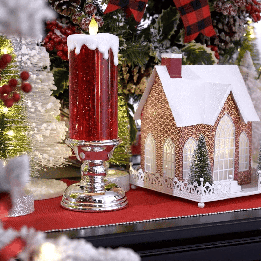 LED Christmas Candles  With Pedestal