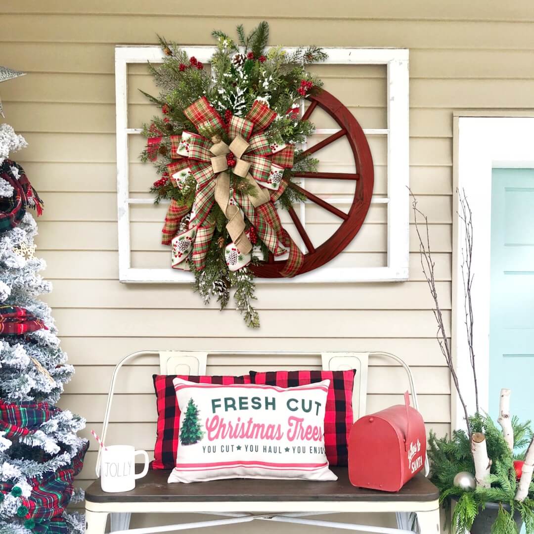 Farmhouse Wagon Wheel Wreath