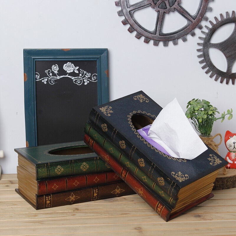 🔥HOT SALE 49% OFF - Creative Mid-Century Vintage Wooden Book Shaped Tissue Holder