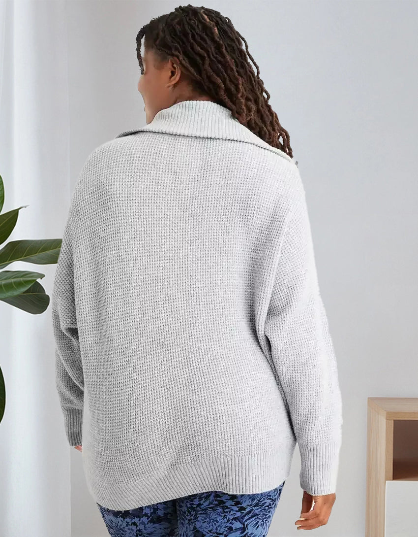 Half Zip Waffle Sweater Set (Buy 2 Free Shipping)