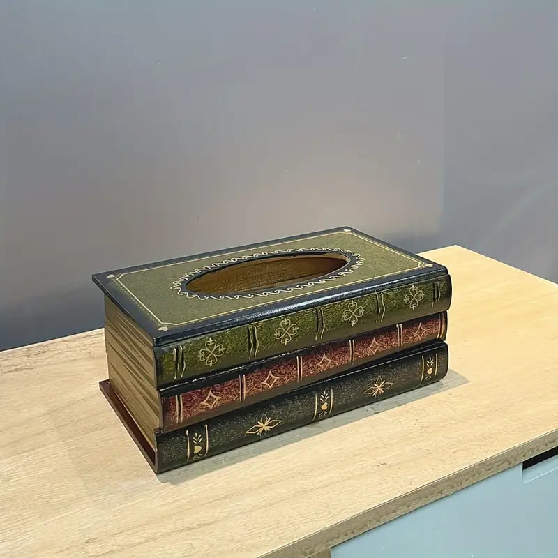 🔥HOT SALE 49% OFF - Creative Mid-Century Vintage Wooden Book Shaped Tissue Holder