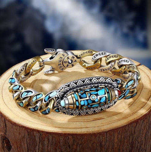 (🎁LAST DAY SALE - 60%OFF) Turquoise Six-character Mantra Nine-Eyed Bead Bracelet