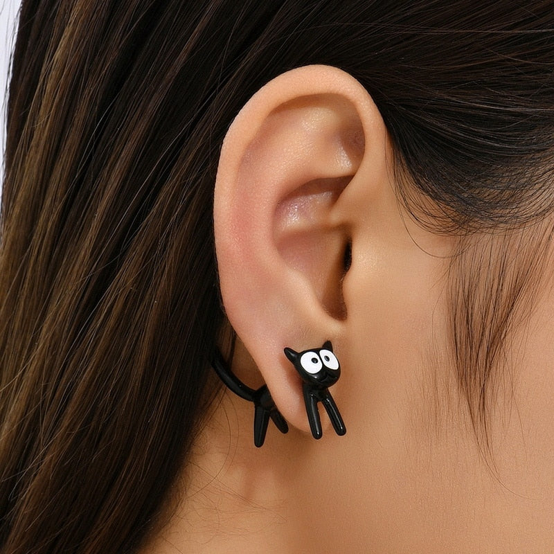 2023 New Funny Small Black Cat Earring for Women Girl Fashion Cute Animal Earrings Fashion Party Jewelry Gifts Wholesale