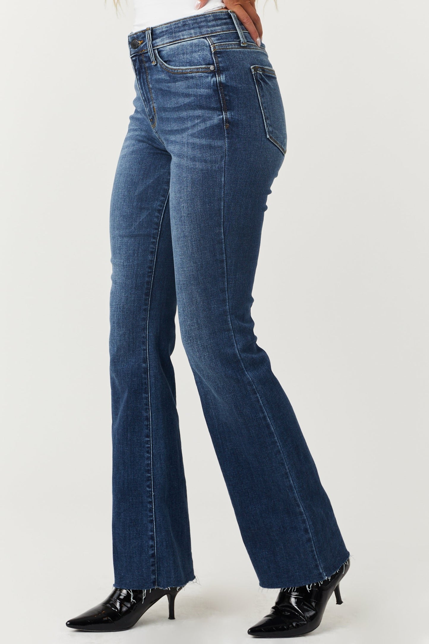 Blue Mid-Rise Tummy Tuck Bootcut Jeans(Buy 2 Free Shipping)