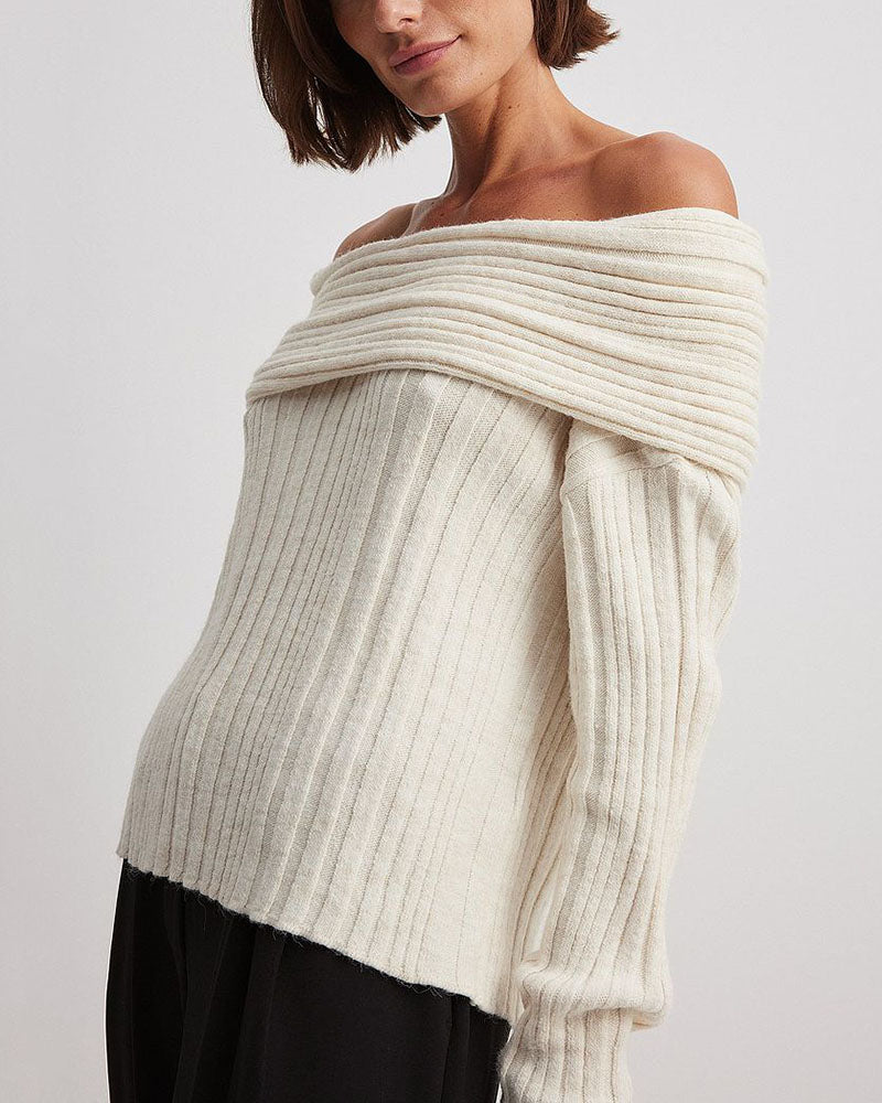 Chic One Shoulder Wrapped Knitted Loose Sweater