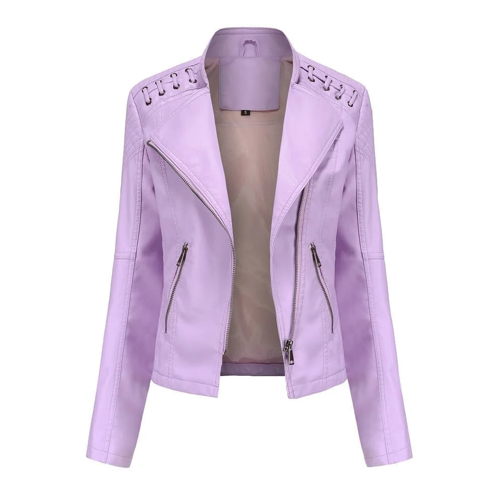 👚SpecialSale49%-Spring and Autumn Short Jacket Slim Leather Jacket -Women's Motorcycle Clothing