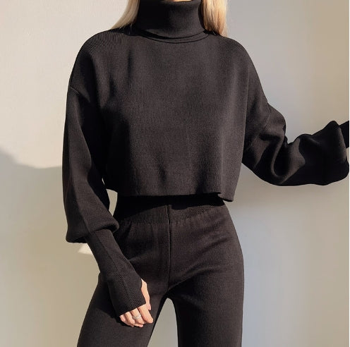 TURTLENECK GLOVE KNIT SUIT