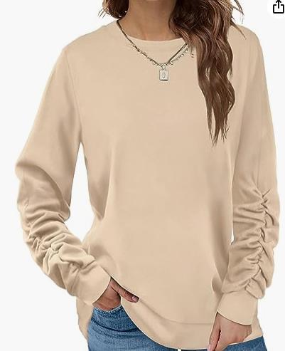 BOKE Sweatshirts for Women Crewneck Long Sleeve Shirts Tunic Tops for Leggings