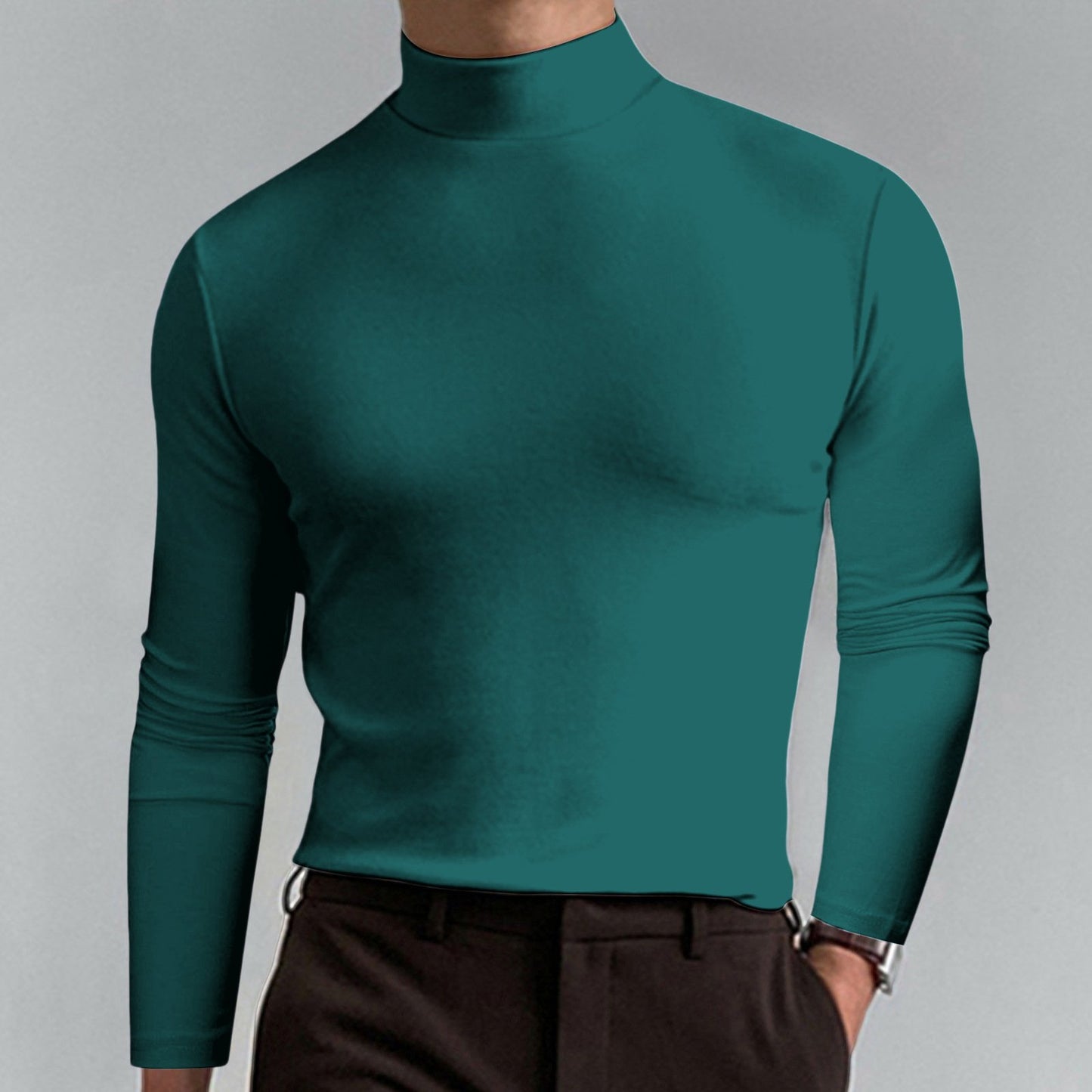 Mens High Neck Slim Fit Long Sleeve T-shirt--Buy 2 Free Shipping