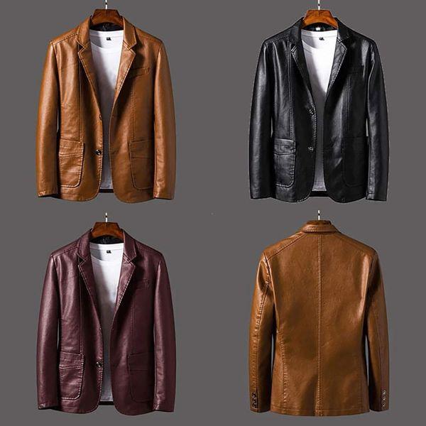 Men Sports Kahki Leather Jacket