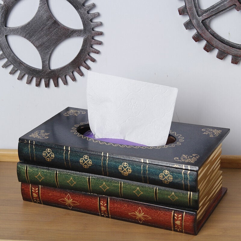 🔥HOT SALE 49% OFF - Creative Mid-Century Vintage Wooden Book Shaped Tissue Holder