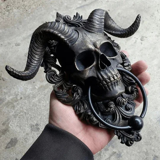 ☠️😈Horned God Skull Hanging Door Knocker