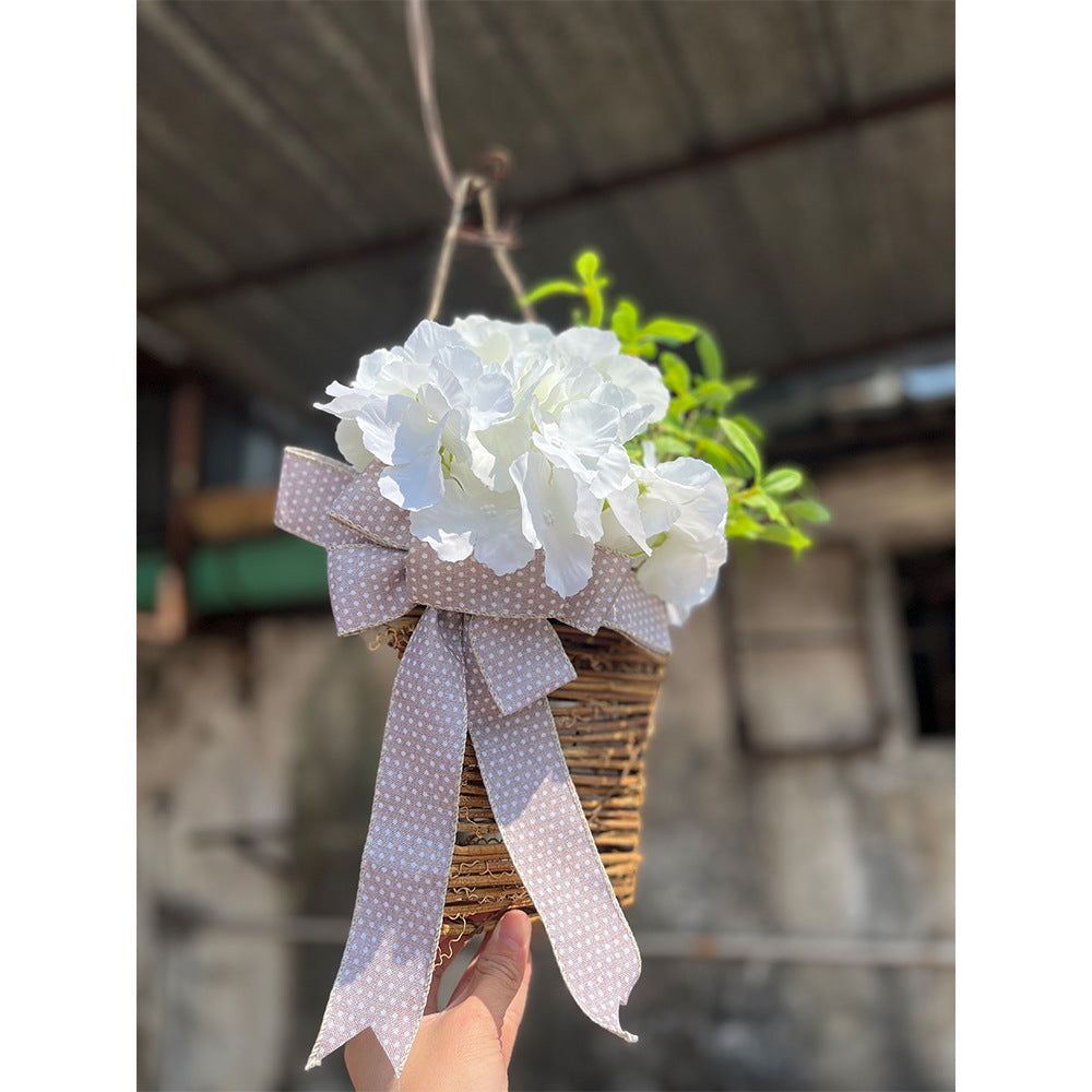 💐Cream Hydrangea Door Hanger Basket Wreath