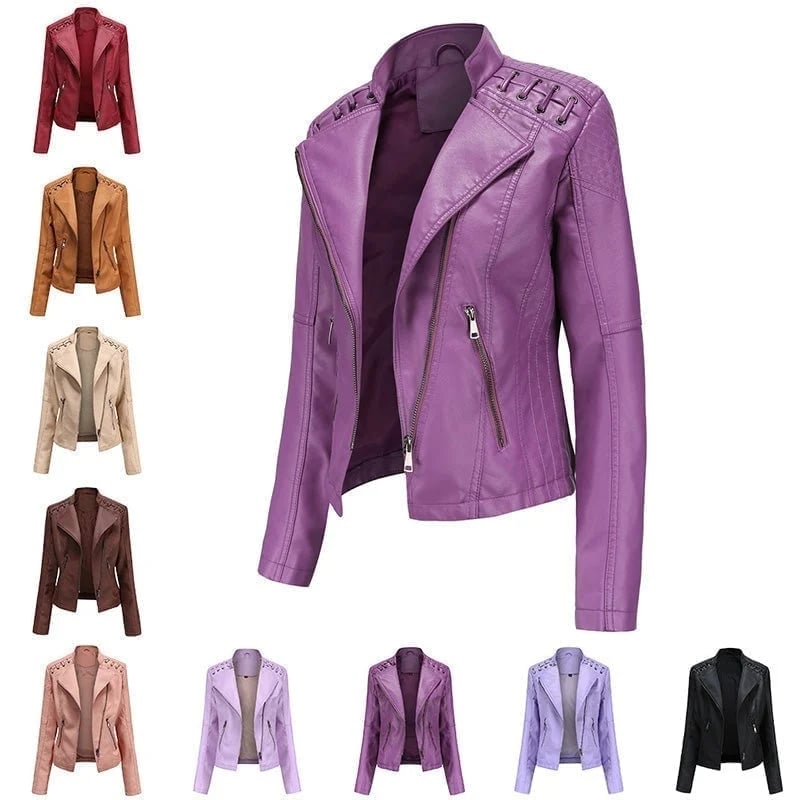 👚SpecialSale49%-Spring and Autumn Short Jacket Slim Leather Jacket -Women's Motorcycle Clothing