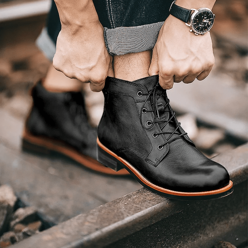 🔥Hot Sale🎉Mens Genuine Leather Waterproof Non-slip Arch Support Vintage Casual Chukka Boots