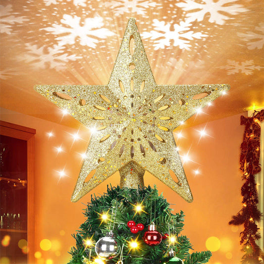 Christmas Tree Topper with Snowflakes Projection