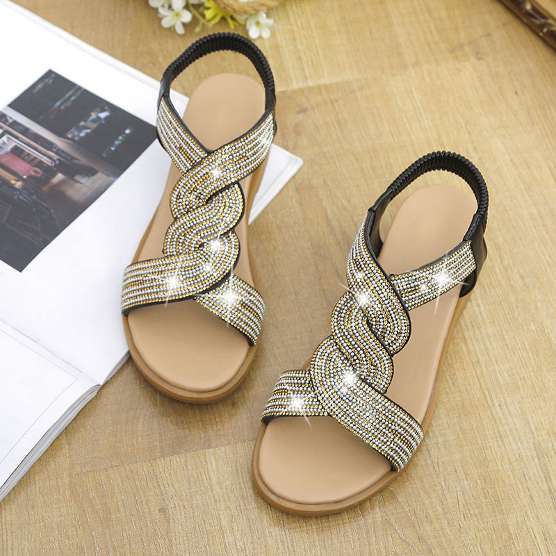 Best sellers in 2023🔥 Anti-skid Soft Sole Rhinestone Wedge Heel Sandals