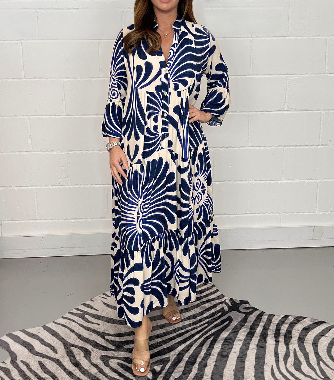 Printed Button Up Maxi Dress