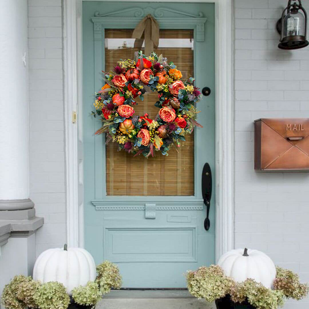 🔥Fall Peony and Pumpkin Wreath - Year Round Wreath