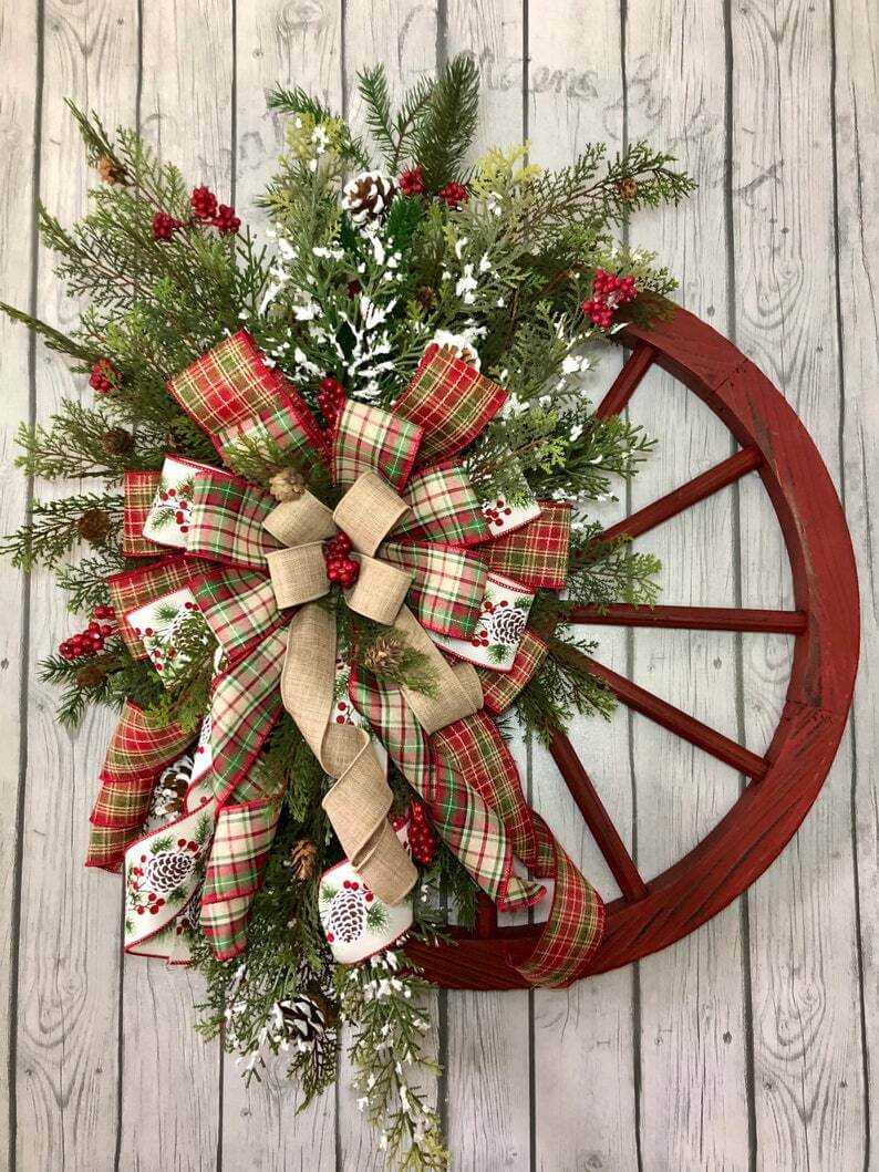 Farmhouse Wagon Wheel Wreath