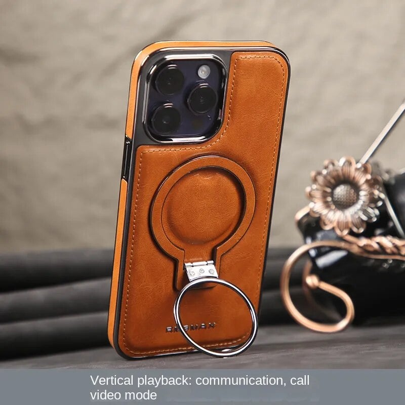 Luxury Leather Invisible Stand Case for iPhone