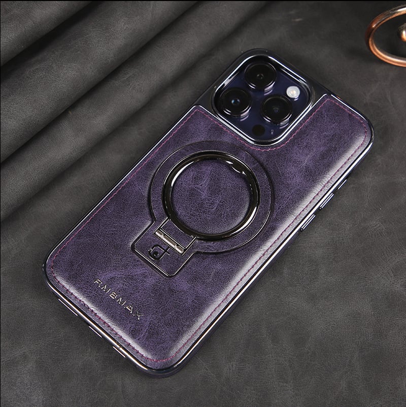 Luxury Leather Invisible Stand Case for iPhone