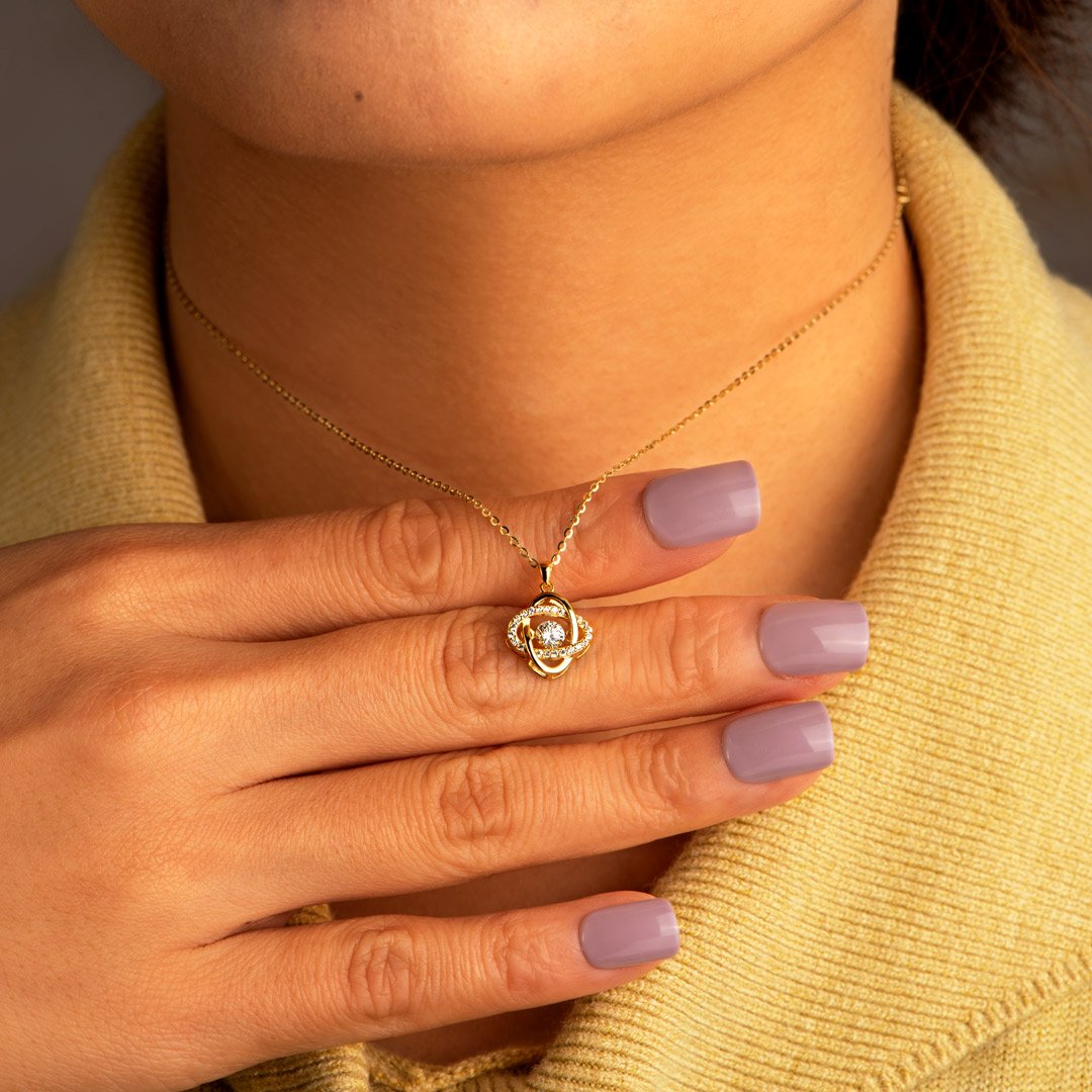 Mom & Daughter Forever Linked Together Eternity Knot Necklace