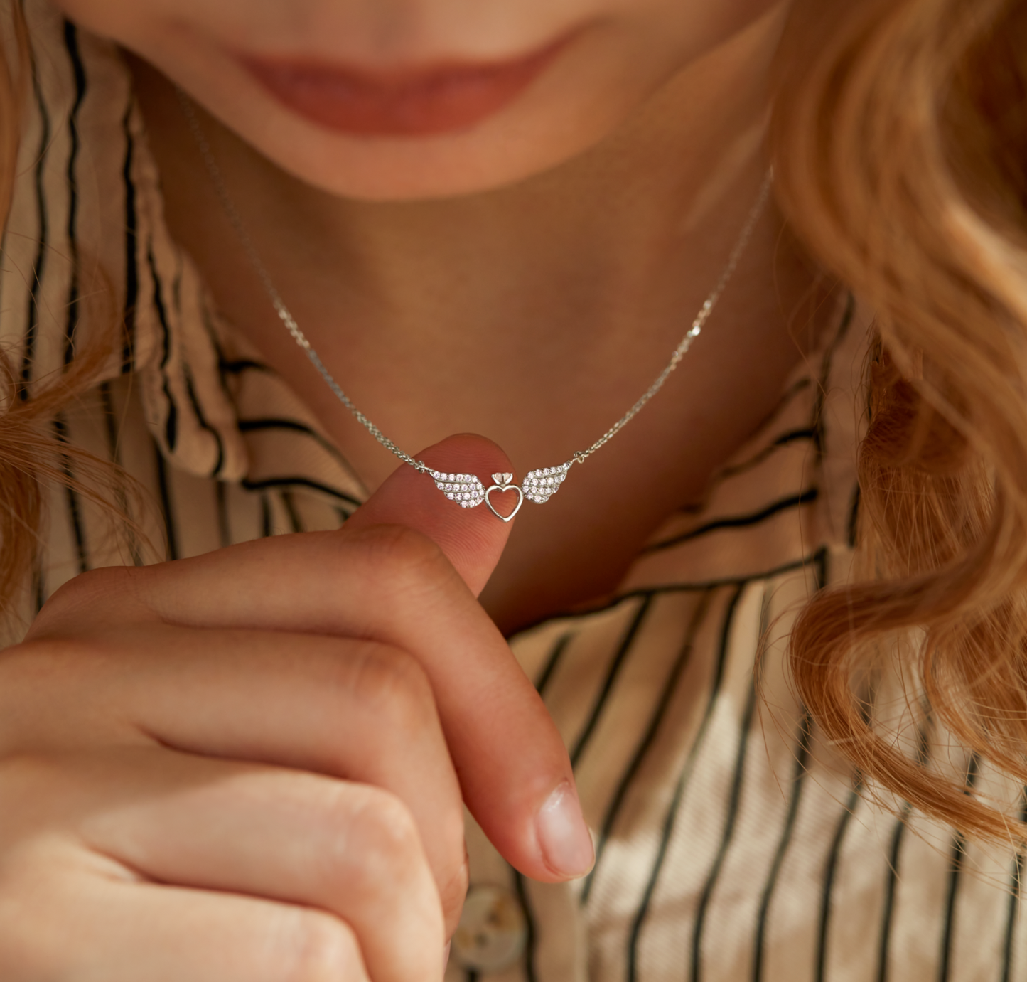 Spread Your Wings And Fly Heart And Angel Wings Necklace