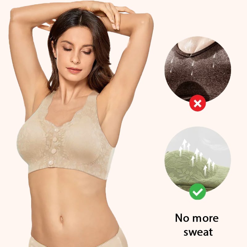 ✨HOT SALE  🔥🔥🔥– Plus Size Zero Feel Lace Full Coverage Front Closure Bra