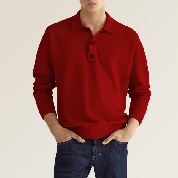 🍂Autumn Sale🍂Men\'s Spring And Autumn Fashion Casual Loose Lapel Long Sleeve Polo Shirt