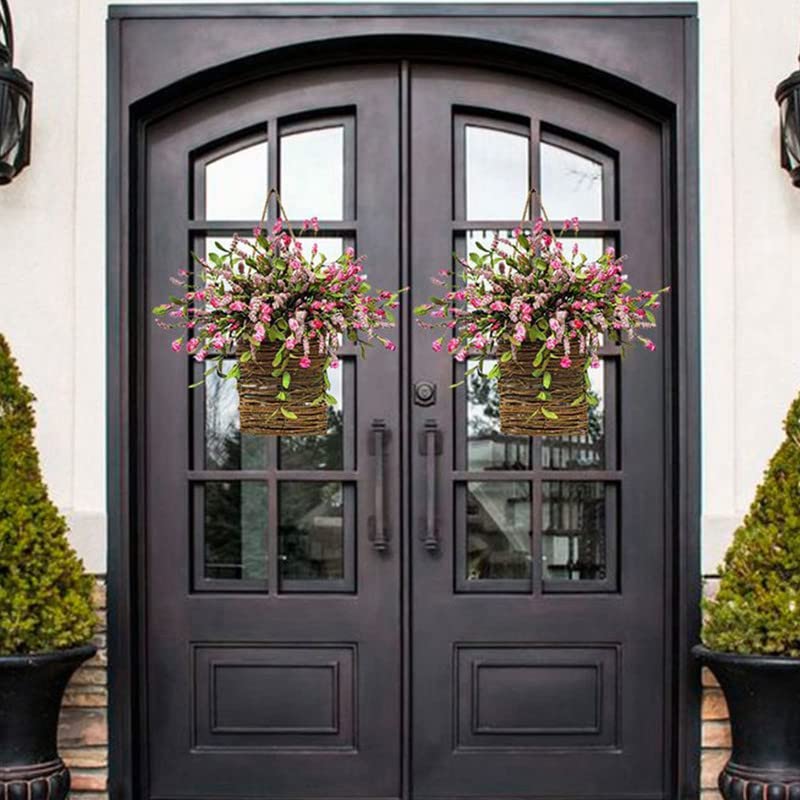 💐Cream Hydrangea Door Hanger Basket Wreath