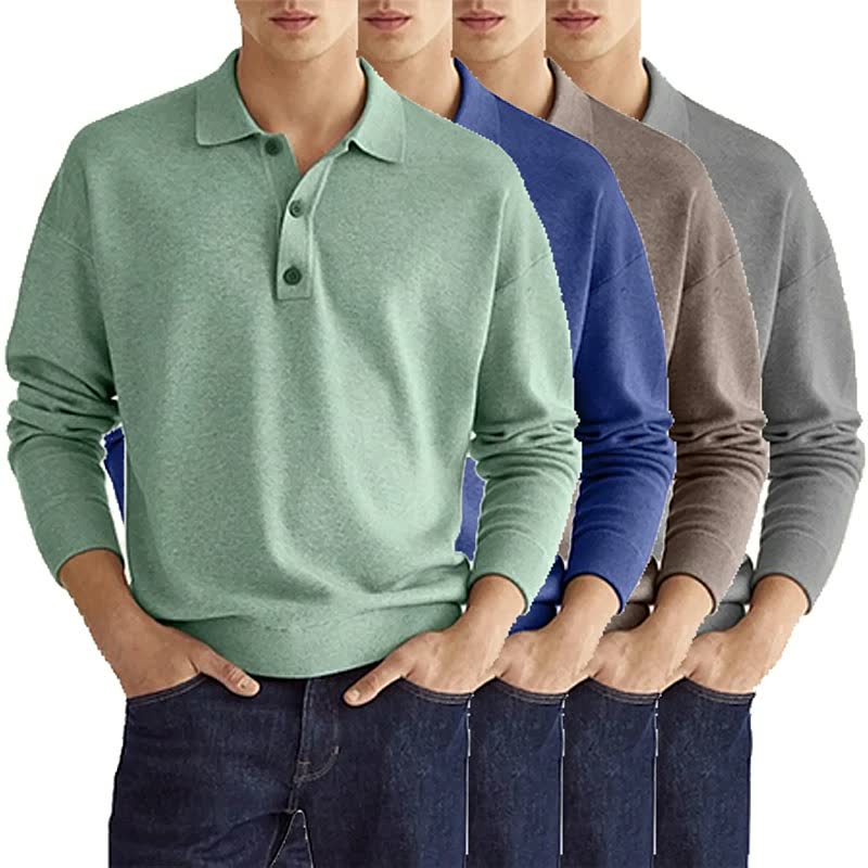 🍂Autumn Sale🍂Men\'s Spring And Autumn Fashion Casual Loose Lapel Long Sleeve Polo Shirt