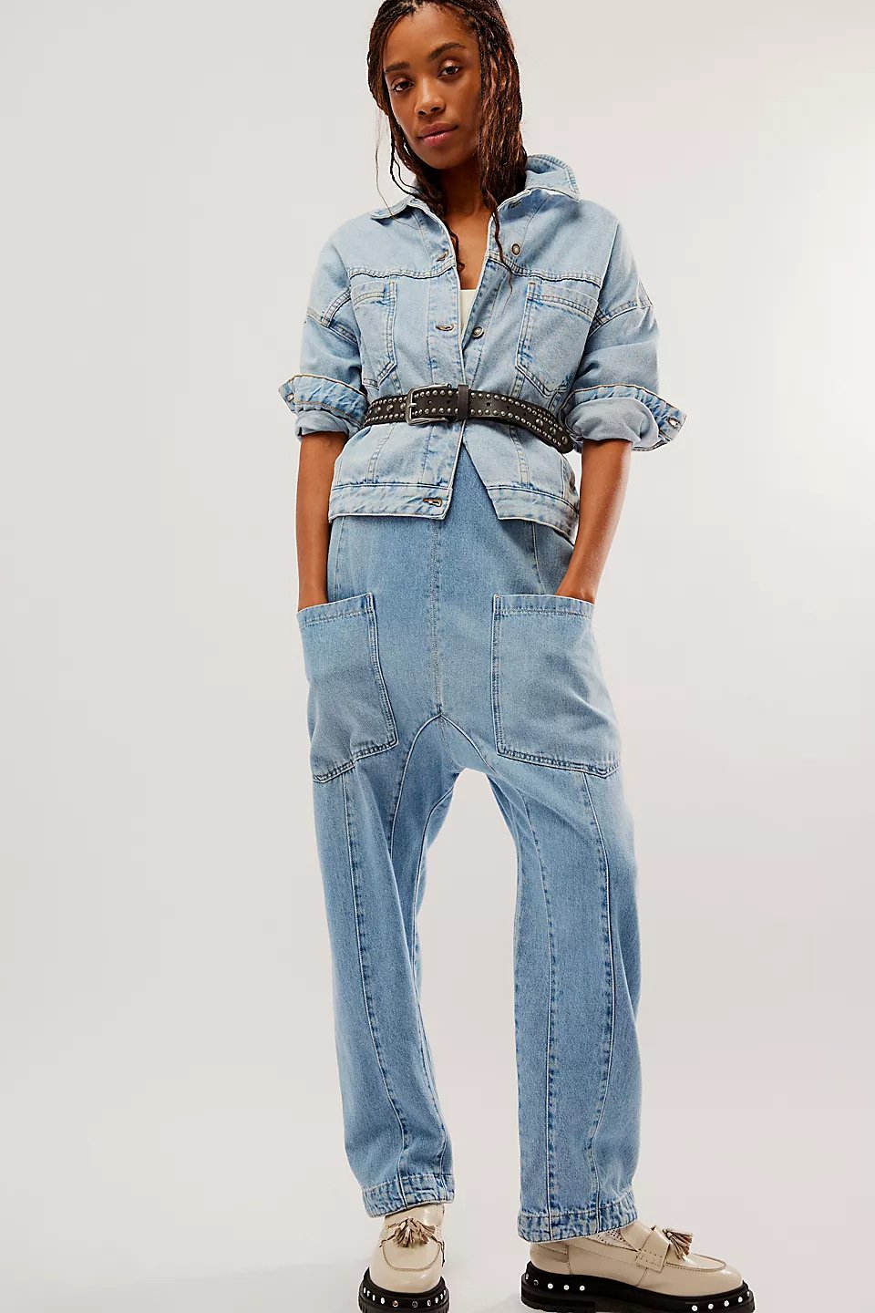 Denim Jumpsuit With Pockets