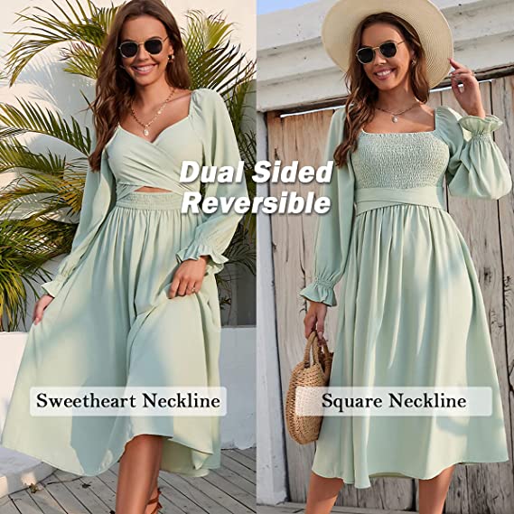 🌈Hot Sales🌈French Ruffled Lantern Sleeves Multi-wear Dress