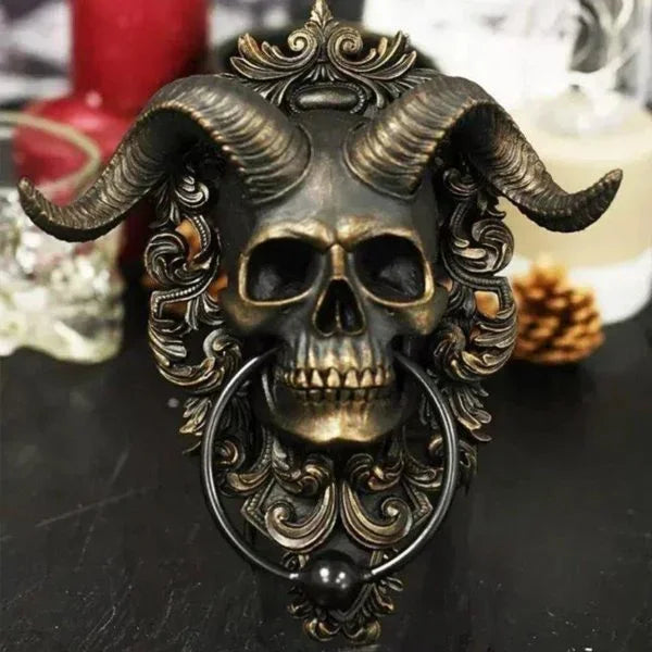 ☠️😈Horned God Skull Hanging Door Knocker