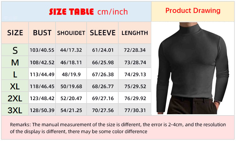 Mens High Neck Slim Fit Long Sleeve T-shirt--Buy 2 Free Shipping